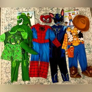 Halloween costume bundle - Gekko, Spidey, Chase from Paw Patrol, and Woody!